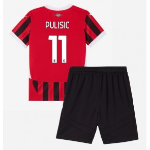 Billiga AC Milan Christian Pulisic #11 Hemmatröja Barn 2024-25 Kortärmad (+ Korta byxor)